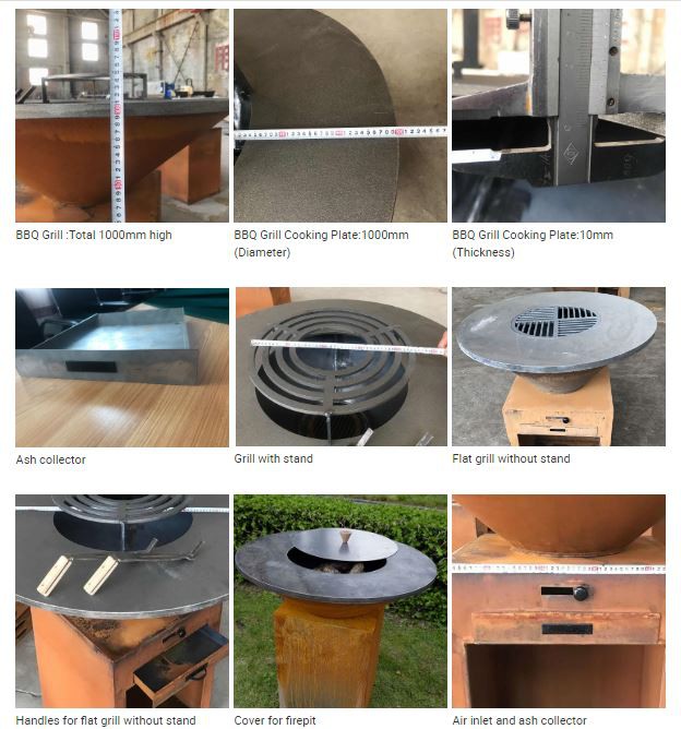  Corten Steel Cooktop Grill Fire PitSize Details