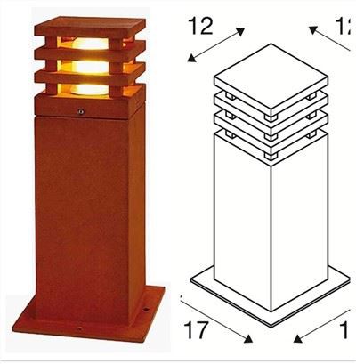 Quadratischer Led Poller aus Corten