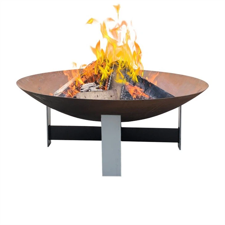 Outdoor Wood Charcoal Burning Rust Corten Steel Fireplace