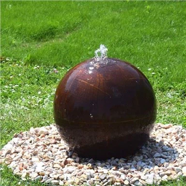 Gartenbrunnen Kugel Corten Stahl