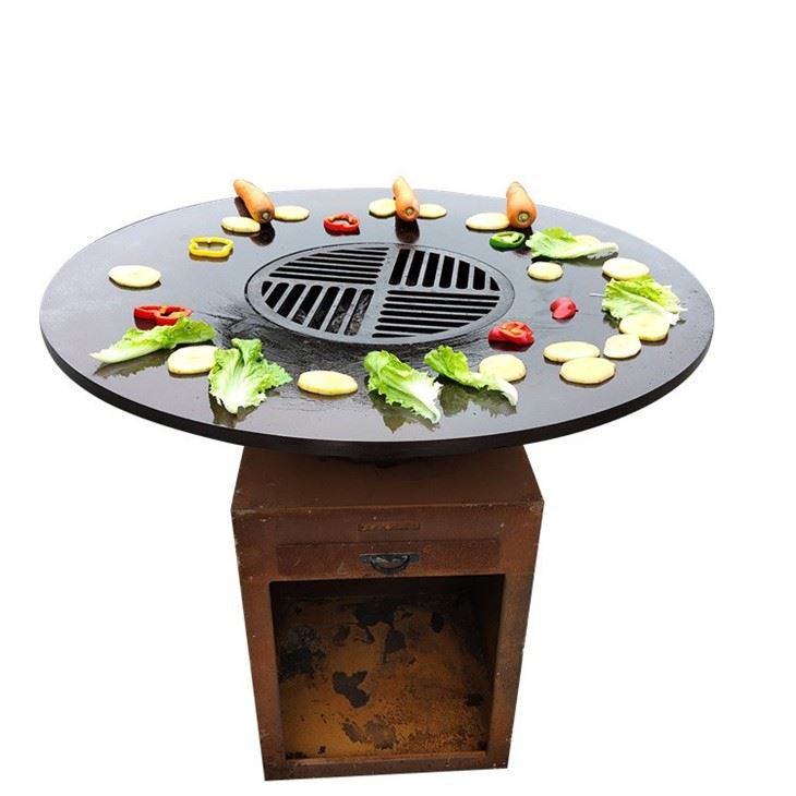 Wood And Charcoal Fuel Corten Steel Bbq