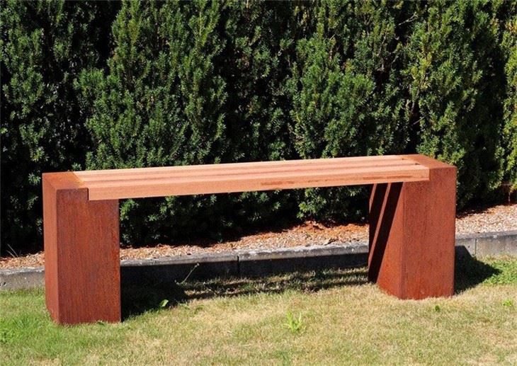 Bench Made Of Steel And Wood