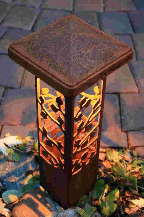Corten Steel Cylindrical Lamp
