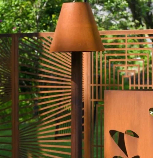 Corten Steel Cylindrical Lamp