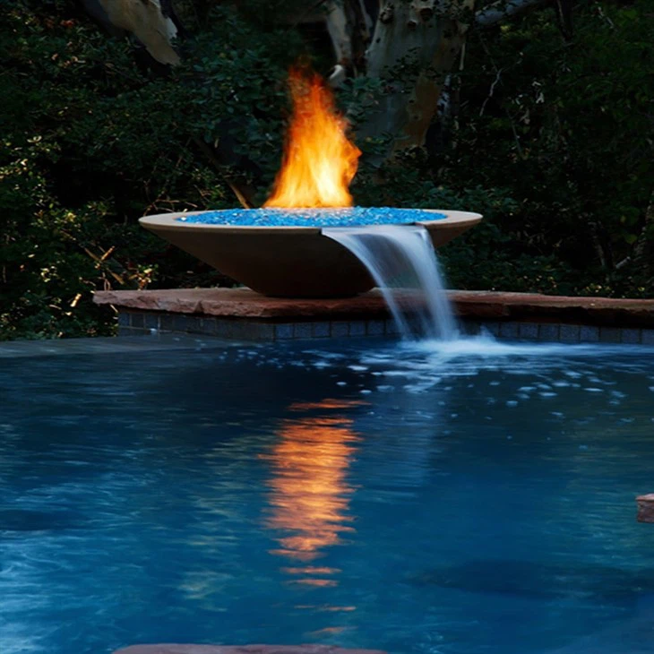 Gas-Brennbecken-Wasserspiel