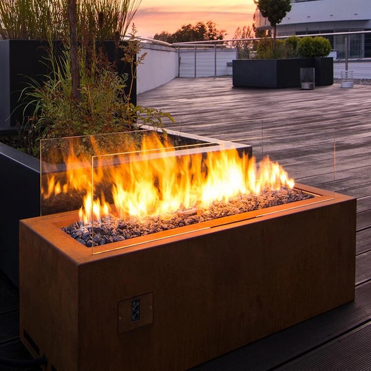 Outdoor Corten Steel Propane Fire Pit Table