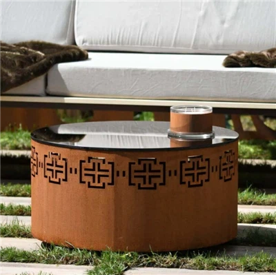 Corten -Tisch mit Glas
