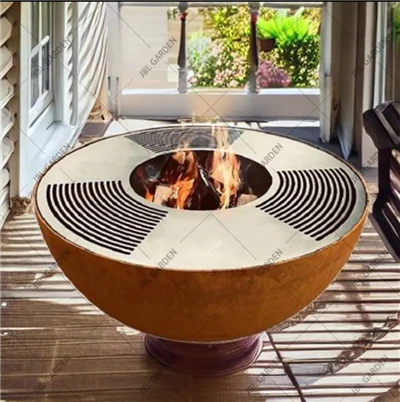 Runder Grill aus Cortenstahl
