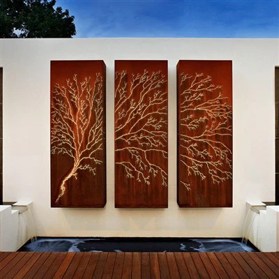 Verwitterungsstahlkunsttriptychon